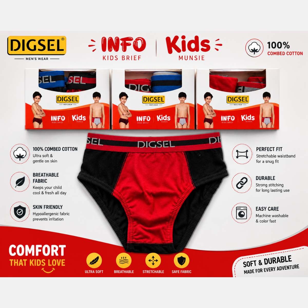 222 Digsel Kids Double Color Brief Underwear (Pack Of 2) - Image 1