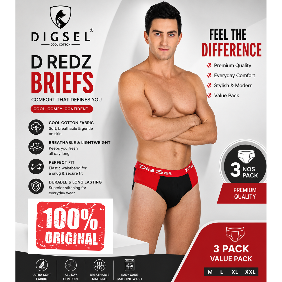 252 Digsel Mens Brief O.E (Pack Of 3) - Image 1