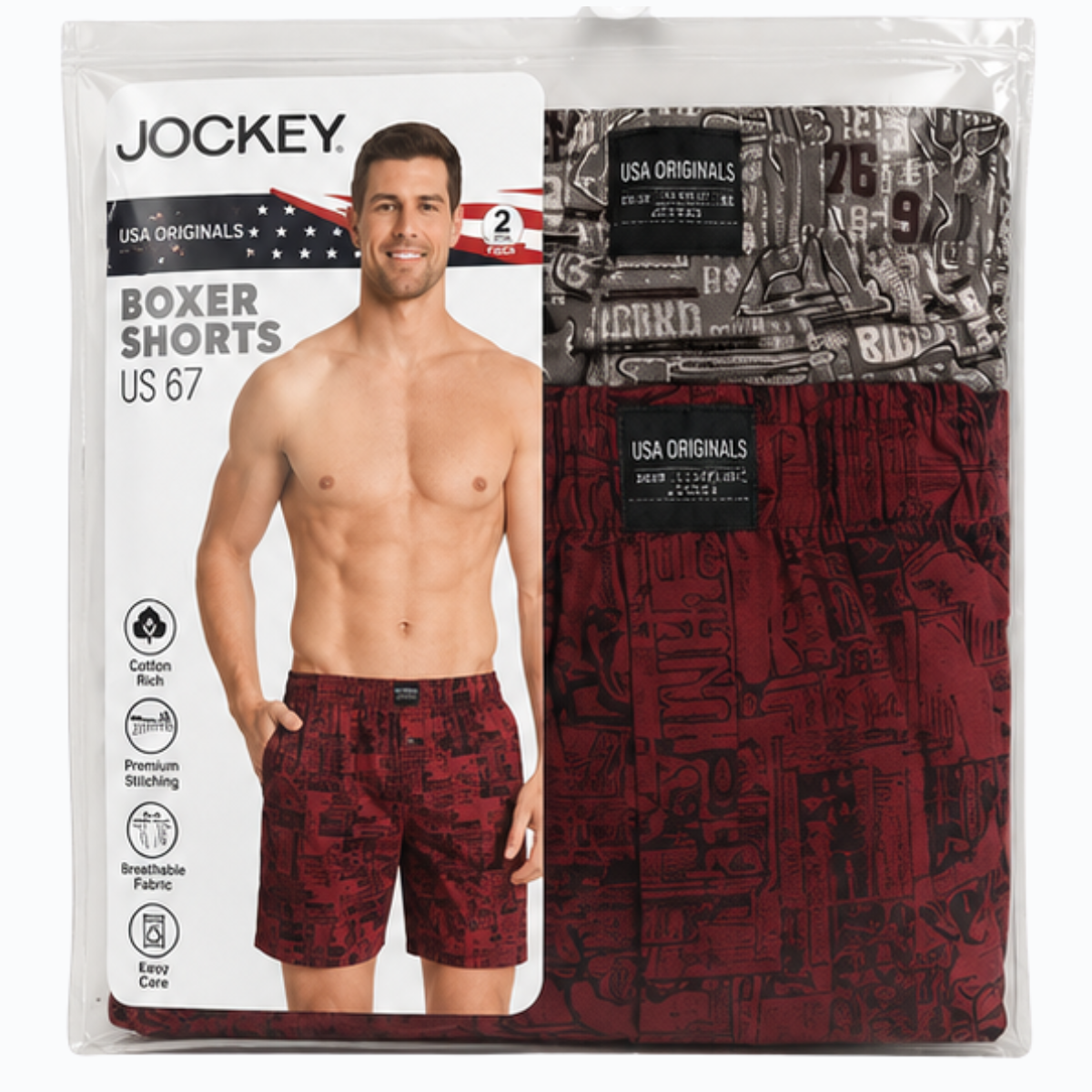 262 Jockey Mens Printed Boxer Shorts #US-57 - Image 1