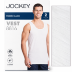 Jockey Self Stripes White Vest #8816 (Pack Of 2)
