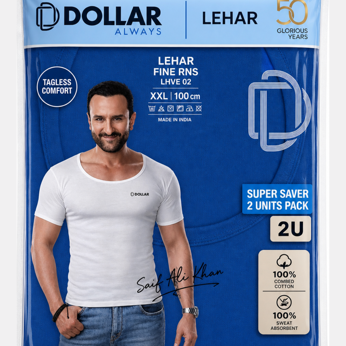 39 Dollar Lehar Color Vest RNS For Mens (Pack Of 2) - Image 1
