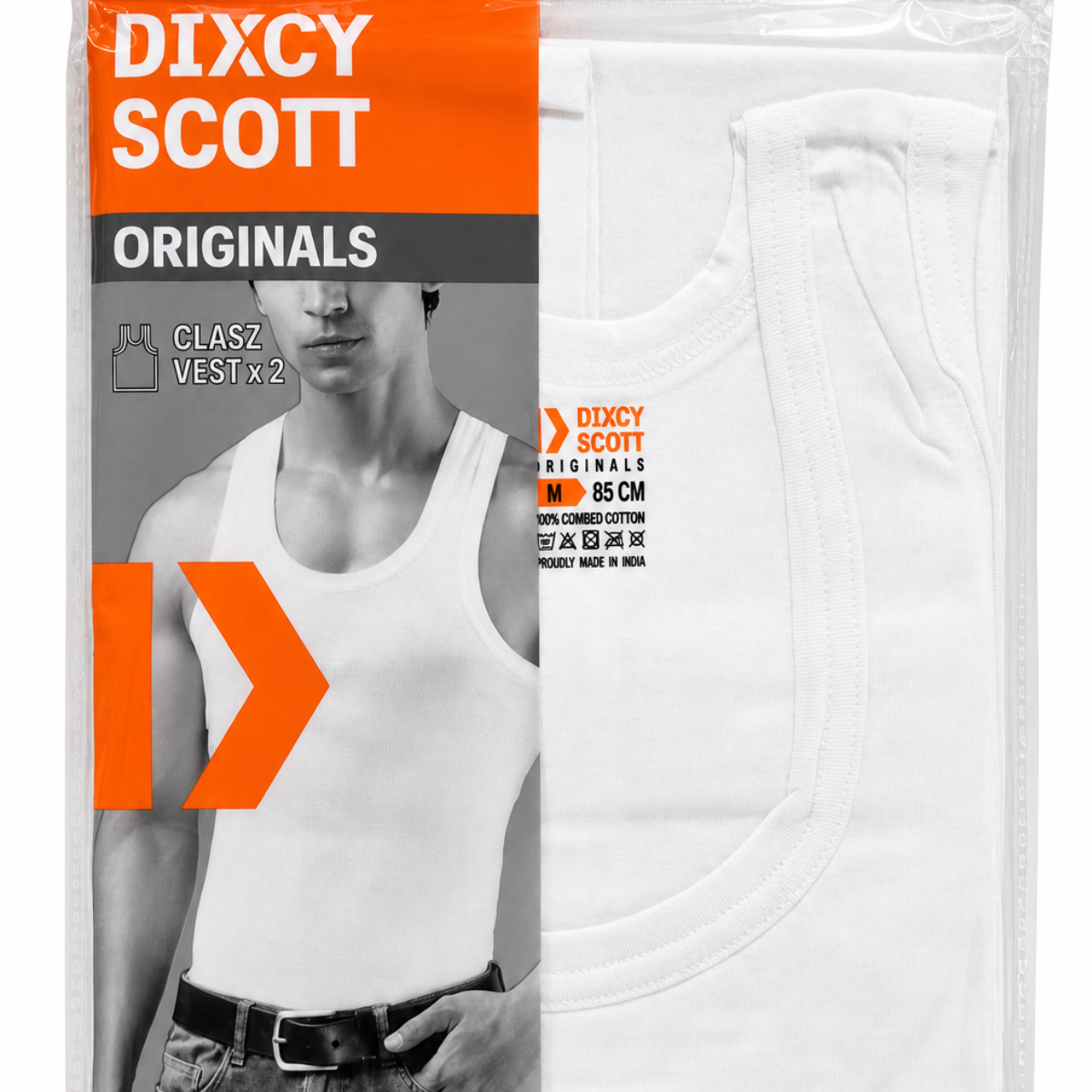 42 Dixcy Scott Mens White Vest (Pack Of 2) - Image 1